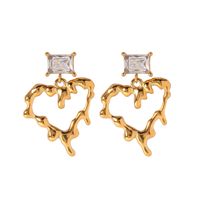 1 Pair IG Style Elegant Heart Shape Inlay 316 Stainless Steel  Zircon 18K Gold Plated Drop Earrings main image 6