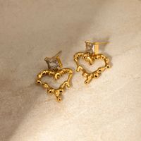 1 Pair IG Style Elegant Heart Shape Inlay 316 Stainless Steel  Zircon 18K Gold Plated Drop Earrings main image 4