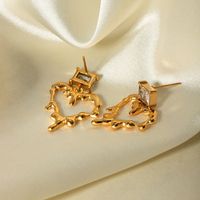 1 Pair IG Style Elegant Heart Shape Inlay 316 Stainless Steel  Zircon 18K Gold Plated Drop Earrings main image 5