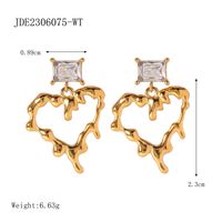 1 Pair IG Style Elegant Heart Shape Inlay 316 Stainless Steel  Zircon 18K Gold Plated Drop Earrings sku image 1
