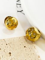 1 Pair Elegant Modern Style Sweet Star Inlay Stainless Steel Rhinestones 18K Gold Plated Earrings sku image 1