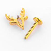 1 Piece Lip Rings Classic Style Deer Titanium Alloy Hollow Out Zircon Gold Plated Lip Rings Ear Cartilage Rings & Studs main image 4