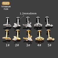 1 Piece Lip Rings Classic Style Deer Titanium Alloy Hollow Out Zircon Gold Plated Lip Rings Ear Cartilage Rings & Studs main image 2