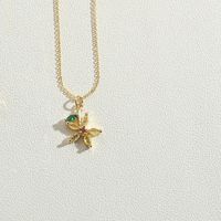 Copper 14K Gold Plated Vintage Style Simple Style Commute Enamel Inlay Carrot Flower Butterfly Zircon Pendant Necklace sku image 4