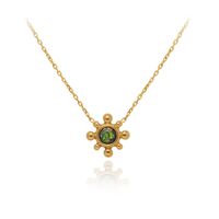 Titanium Steel Gold Plated Sweet Inlay Sun Artificial Gemstones Earrings Necklace main image 5
