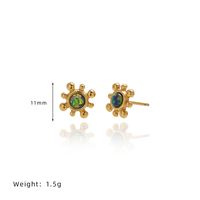 Titanium Steel Gold Plated Sweet Inlay Sun Artificial Gemstones Earrings Necklace sku image 2