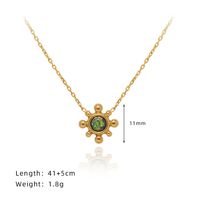 Titanium Steel Gold Plated Sweet Inlay Sun Artificial Gemstones Earrings Necklace sku image 1