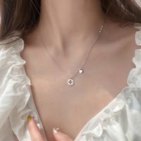 Plata Esterlina Elegante Señora Estilo Clásico Embutido Geométrico Diamantes De Imitación Collar Colgante sku image 1