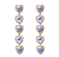 1 Pair Cute Romantic Sweet Heart Shape Inlay Alloy Glass Drop Earrings main image 6
