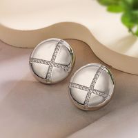 1 Pair Retro Simple Style Commute Geometric Inlay Copper Zircon 18K Gold Plated Ear Studs main image 7