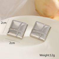 1 Pair Retro Simple Style Commute Geometric Inlay Copper Zircon 18K Gold Plated Ear Studs main image 2