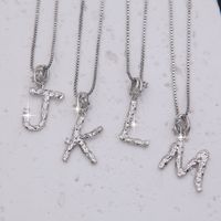 Copper White Gold Plated Simple Style Shiny Letter Inlay Zircon Pendant Necklace main image 3