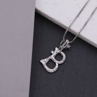Copper White Gold Plated Simple Style Shiny Letter Inlay Zircon Pendant Necklace main image 5