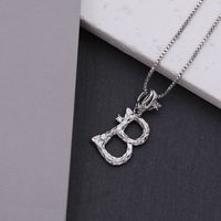 Copper White Gold Plated Simple Style Shiny Letter Inlay Zircon Pendant Necklace sku image 2