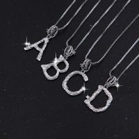 Copper White Gold Plated Simple Style Shiny Letter Inlay Zircon Pendant Necklace main image 2