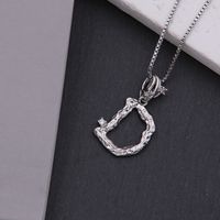Copper White Gold Plated Simple Style Shiny Letter Inlay Zircon Pendant Necklace sku image 4