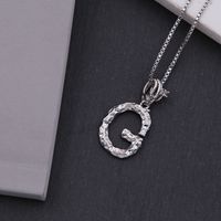 Copper White Gold Plated Simple Style Shiny Letter Inlay Zircon Pendant Necklace sku image 7