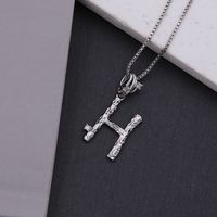 Copper White Gold Plated Simple Style Shiny Letter Inlay Zircon Pendant Necklace sku image 8