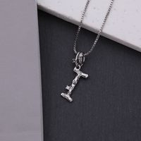 Copper White Gold Plated Simple Style Shiny Letter Inlay Zircon Pendant Necklace sku image 9