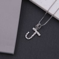 Copper White Gold Plated Simple Style Shiny Letter Inlay Zircon Pendant Necklace sku image 10