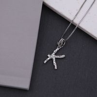 Copper White Gold Plated Simple Style Shiny Letter Inlay Zircon Pendant Necklace sku image 11