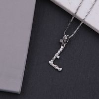 Copper White Gold Plated Simple Style Shiny Letter Inlay Zircon Pendant Necklace sku image 12