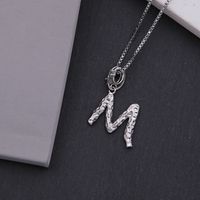 Copper White Gold Plated Simple Style Shiny Letter Inlay Zircon Pendant Necklace sku image 13