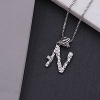Copper White Gold Plated Simple Style Shiny Letter Inlay Zircon Pendant Necklace sku image 14