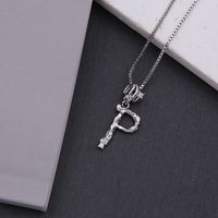 Copper White Gold Plated Simple Style Shiny Letter Inlay Zircon Pendant Necklace sku image 16