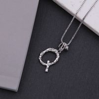 Copper White Gold Plated Simple Style Shiny Letter Inlay Zircon Pendant Necklace sku image 17