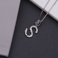 Copper White Gold Plated Simple Style Shiny Letter Inlay Zircon Pendant Necklace sku image 19