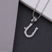Copper White Gold Plated Simple Style Shiny Letter Inlay Zircon Pendant Necklace sku image 21