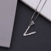 Copper White Gold Plated Simple Style Shiny Letter Inlay Zircon Pendant Necklace sku image 22