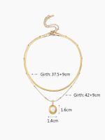 Acero Inoxidable Chapados en oro de 18k Elegante Estilo Francés Embutido Oval Perlas Artificiales Collares De Doble Capa main image 6