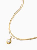 Acero Inoxidable Chapados en oro de 18k Elegante Estilo Francés Embutido Oval Perlas Artificiales Collares De Doble Capa main image 4