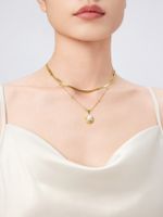 Acero Inoxidable Chapados en oro de 18k Elegante Estilo Francés Embutido Oval Perlas Artificiales Collares De Doble Capa main image 1