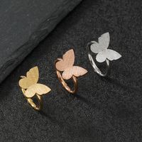 Stainless Steel Simple Style Butterfly Plating Rings main image 6