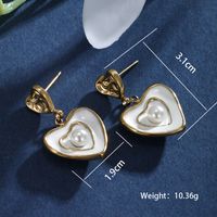 1 Pair XUPING Sweet Dolphin Heart Shape Pearl Enamel Inlay 304 Stainless Steel Artificial Gemstones Artificial Pearls 18K Gold Plated Drop Earrings main image 5