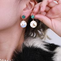 1 Pair XUPING Sweet Dolphin Heart Shape Pearl Enamel Inlay 304 Stainless Steel Artificial Gemstones Artificial Pearls 18K Gold Plated Drop Earrings main image 7