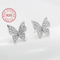 Simple Style Classic Style Solid Color Sterling Silver Inlay Zircon Girl'S Earrings sku image 3