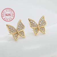 Simple Style Classic Style Solid Color Sterling Silver Inlay Zircon Girl'S Earrings sku image 2