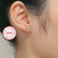Simple Style Classic Style Solid Color Sterling Silver Inlay Zircon Girl'S Earrings main image 7