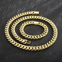 Stainless Steel 18K Gold Plated Hip-Hop Solid Color Bracelets Necklace main image 10