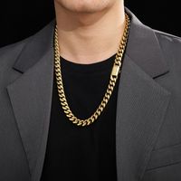 Acero Inoxidable Chapados en oro de 18k Hip Hop Color Sólido Pulsera Collar main image 7