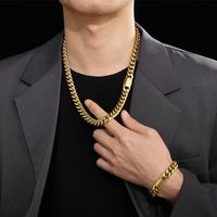 Rostfreier Stahl 18 Karat Vergoldet Hip Hop Einfarbig Armbänder Halskette main image 8