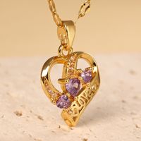Stainless Steel 18K Gold Plated Casual Simple Style Heart Shape Zircon Pendant Necklace main image 4