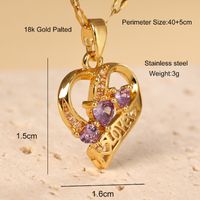 Stainless Steel 18K Gold Plated Casual Simple Style Heart Shape Zircon Pendant Necklace main image 2