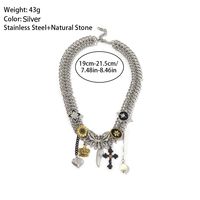 201 Stainless Steel 18K Gold Plated Punk Vintage Style Polishing Plating Cross Crown Necklace main image 2