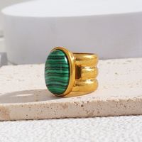 Wholesale Jewelry Elegant Glam Luxurious Oval Alloy Turquoise Inlay Wide Band Rings sku image 4