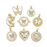 1 Piece 22 * 25mm 22 * 27mm 27 * 22mm Copper Zircon 18K Gold Plated Butterfly Polished Pendant main image 5
